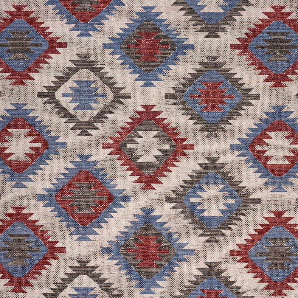 Tula Cotton Blend Area Rug Indoor in Red/Blue, 5' x 7'