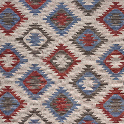 Tula Cotton Blend Area Rug Indoor in Red/Blue, 5' x 7'