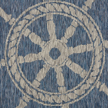 Captiva Durable Performance Area Rug Outdoor in Blue/Gray, 7'9" x 9'5"