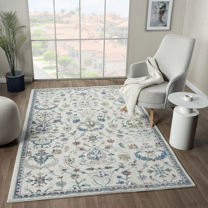 Gala Durable Performance Area Rug Indoor in Ivory/Blue, 8'9" x 11'9"