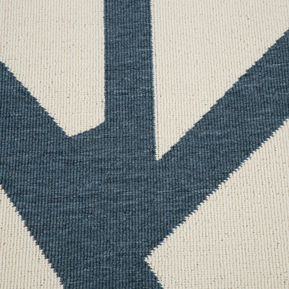 Mapa Durable Performance Area Rug Outdoor in White/Blue, 8' x 9'9"