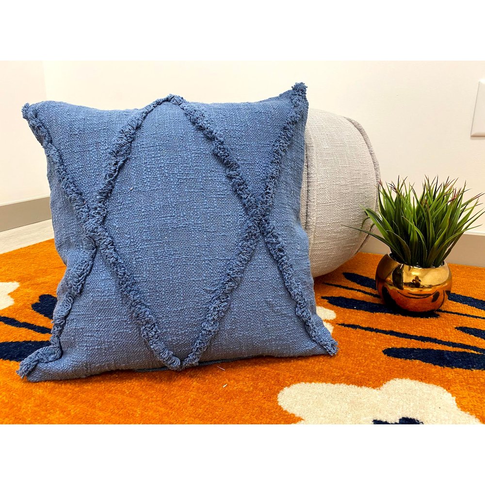 Reese Cotton Pillow Set of 2 in Blue, 18" x 18"