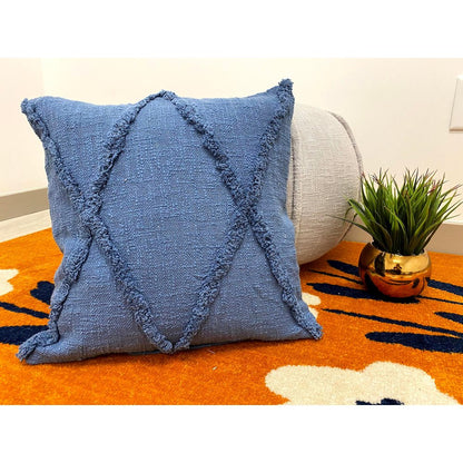 Reese Cotton Pillow Set of 2 in Blue, 18" x 18"