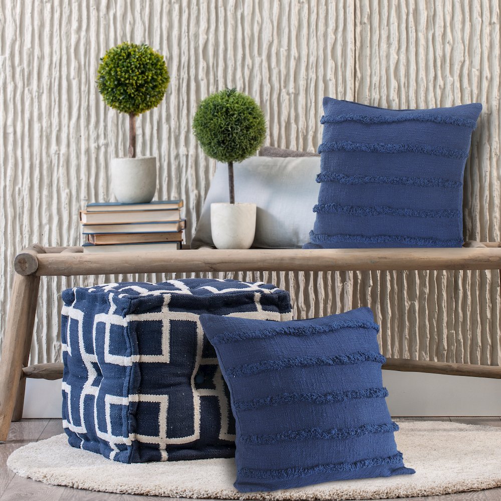 Rory Cotton Pillow Set of 4 in Blue, 20" x 20"