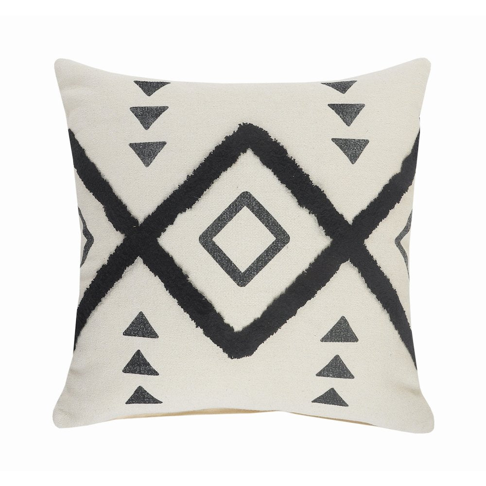 Avant-garde Cotton Pillow Set of 2 in Cream/Black, 20" x 20"