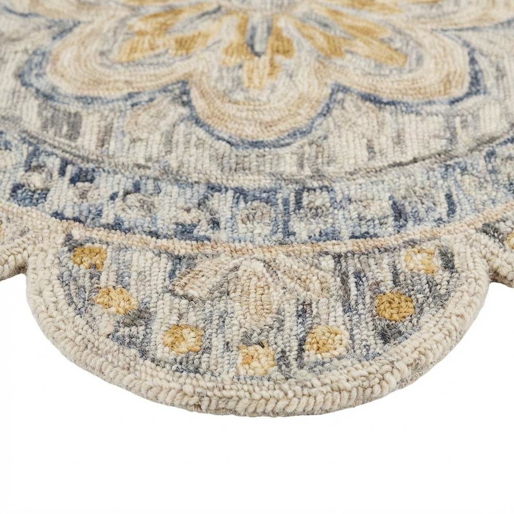 Gray Indoor Round Area Rug With Classic Design For Living Room