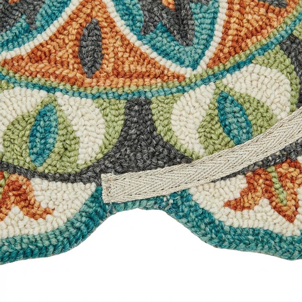 Bohemian Round Indoor Area Rug In Bright Orange And Blue For Living Room Decor