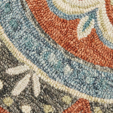 Multicolored Orange Round Indoor Area Rug With Classic Style