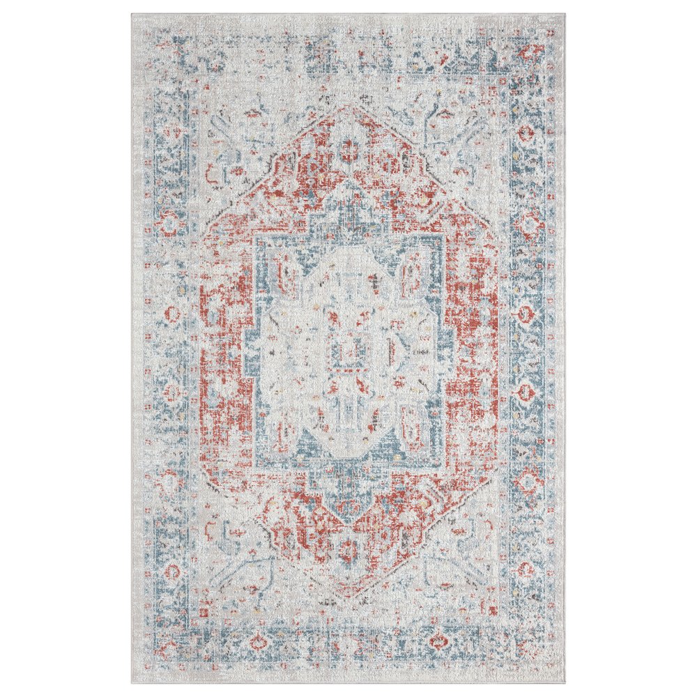 Antiquity Durable Performance Area Rug Outdoor in Blue/Orange, 9' x 12'