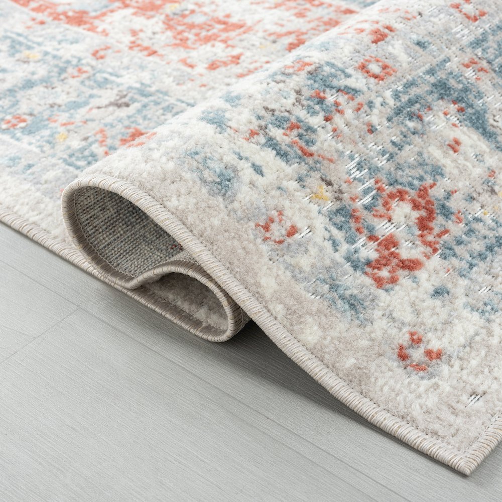 Antiquity Durable Performance Area Rug Outdoor in Blue/Orange, 9' x 12'