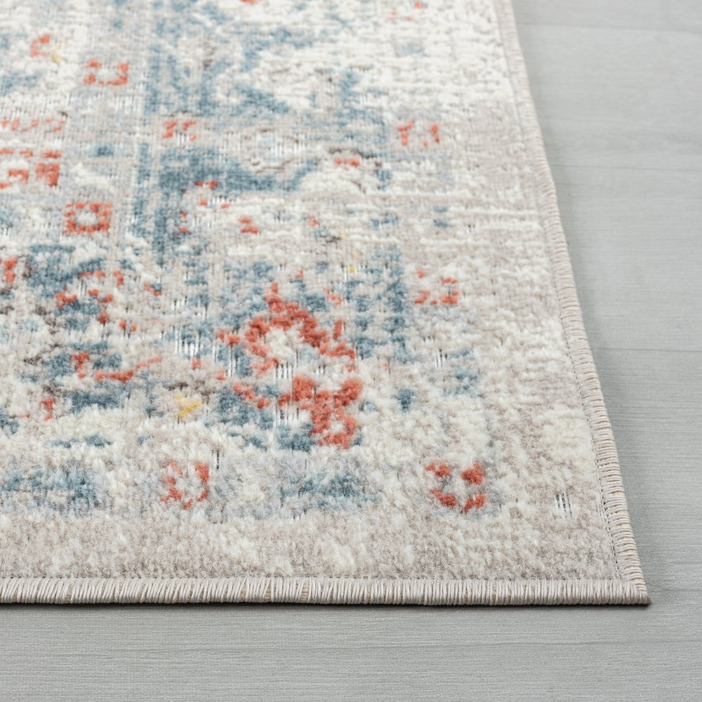 Antiquity Durable Performance Area Rug Outdoor in Blue/Orange, 9' x 12'