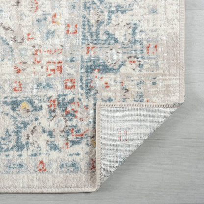 Antiquity Durable Performance Area Rug Outdoor in Blue/Orange, 9' x 12'