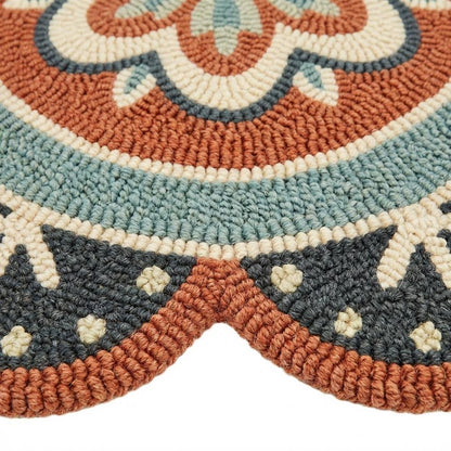 Orange Indoor Area Rug - 6' Round Classic Pattern For Living Room