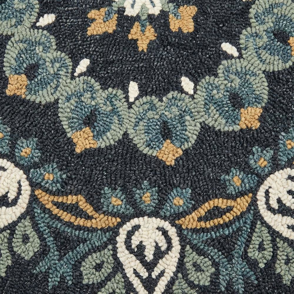 Round Indoor Area Rug In Black, Transitional Style For Modern Decor