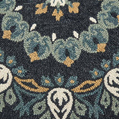 Round Indoor Area Rug In Black, Transitional Style For Modern Decor