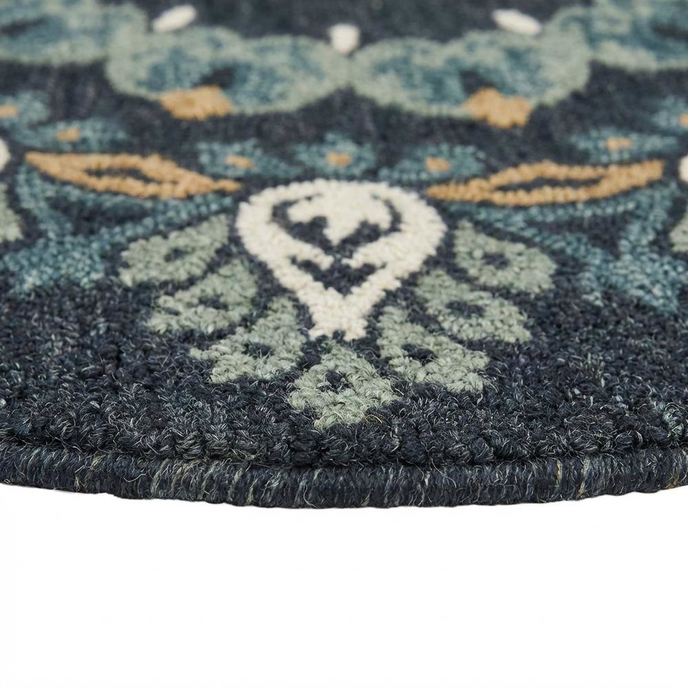 Round Indoor Area Rug In Black, Transitional Style For Modern Decor