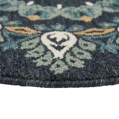 Round Indoor Area Rug In Black, Transitional Style For Modern Decor