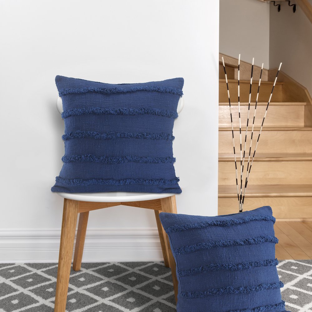 Rory Cotton Pillow Set of 4 in Blue, 20" x 20"