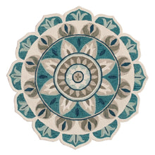 Blue Indoor Area Rug With Bohemian Design, 4-Foot Round Shape