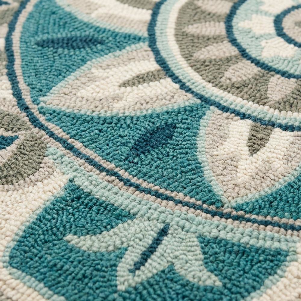 Blue Indoor Area Rug With Bohemian Design, 4-Foot Round Shape