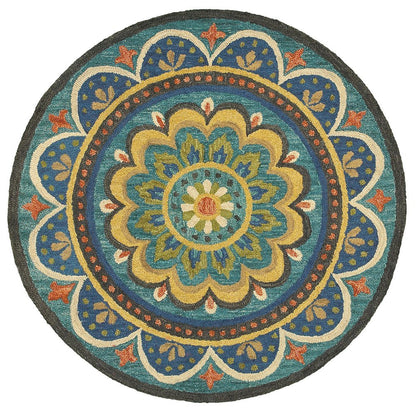 Blue Indoor Area Rug With Bohemian Design And Multicolored Pattern
