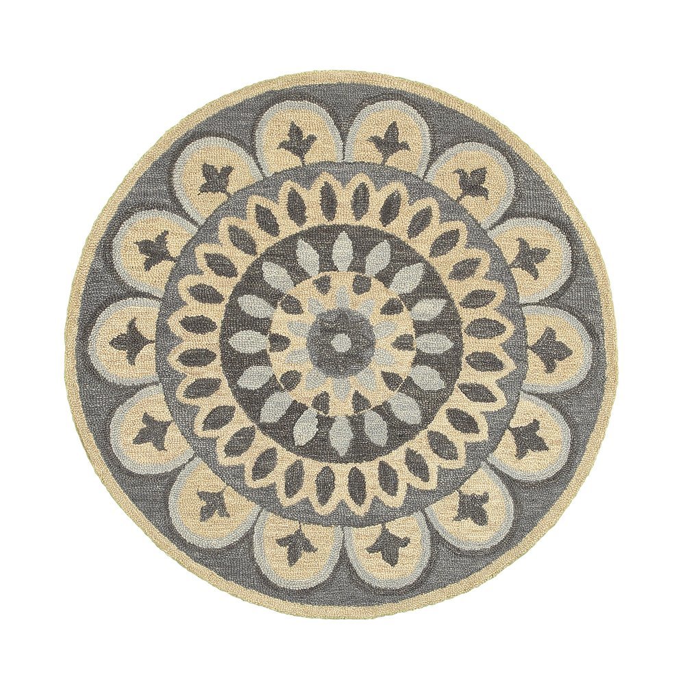 Gray Indoor Round Area Rug With Classic Style And Soft Texture