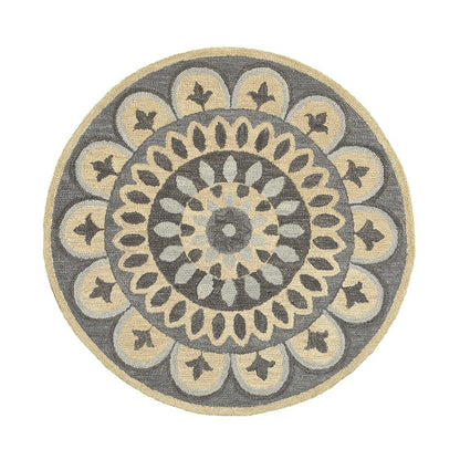 Gray Indoor Round Area Rug With Classic Style And Soft Texture