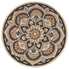 Round Indoor Area Rug In Black And Ivory With Classic Style, 6-Foot Diameter