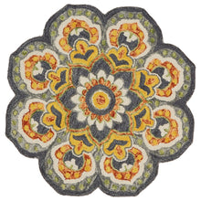 Gray And Yellow Indoor Area Rug With Classic Round Design