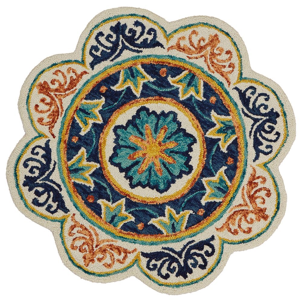 Blue Indoor Round Area Rug With Classic Style And Soft Texture