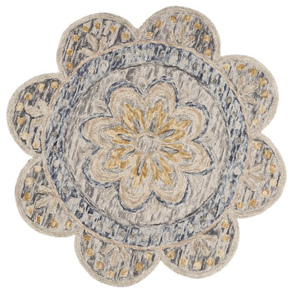 Gray Indoor Round Area Rug With Classic Design For Living Room