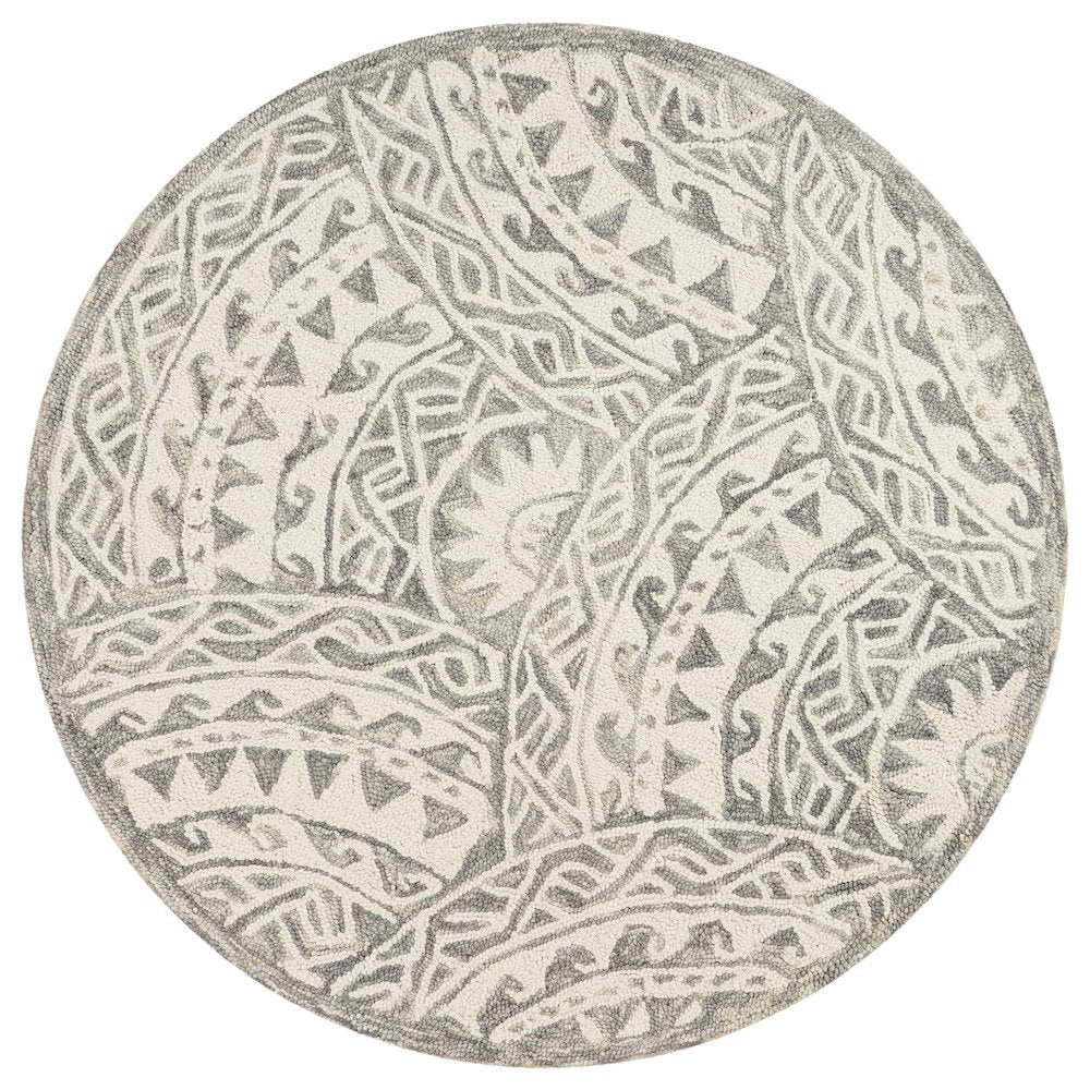 Gray Indoor Round Area Rug With Transitional Design For Living Space