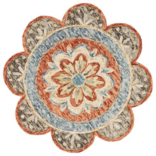 Multicolored Orange Round Indoor Area Rug With Classic Style
