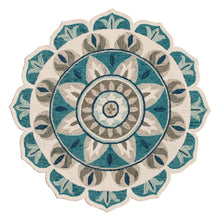 Blue Indoor Area Rug With Bohemian Design, 4-Foot Round Shape