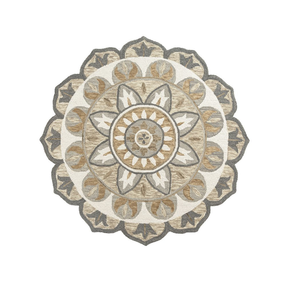 Gray Indoor Area Rug With Transitional Style, 48-Inch Round Shape