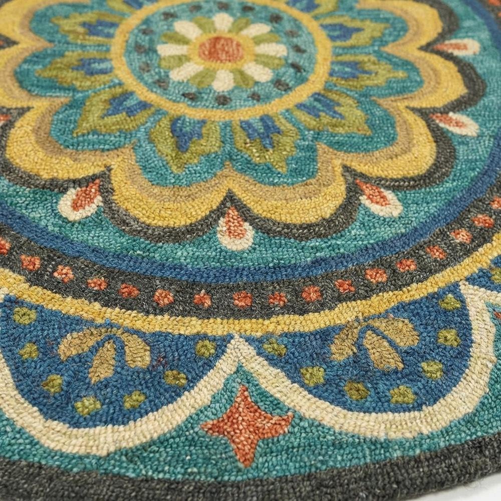 Blue Indoor Area Rug With Bohemian Design And Multicolored Pattern