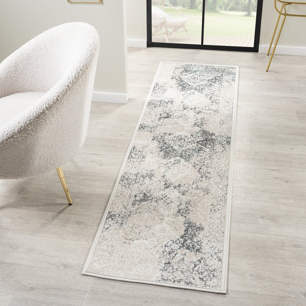 Antalya Durable Performance Area Rug Indoor in Beige/Blue, 2' x 7'