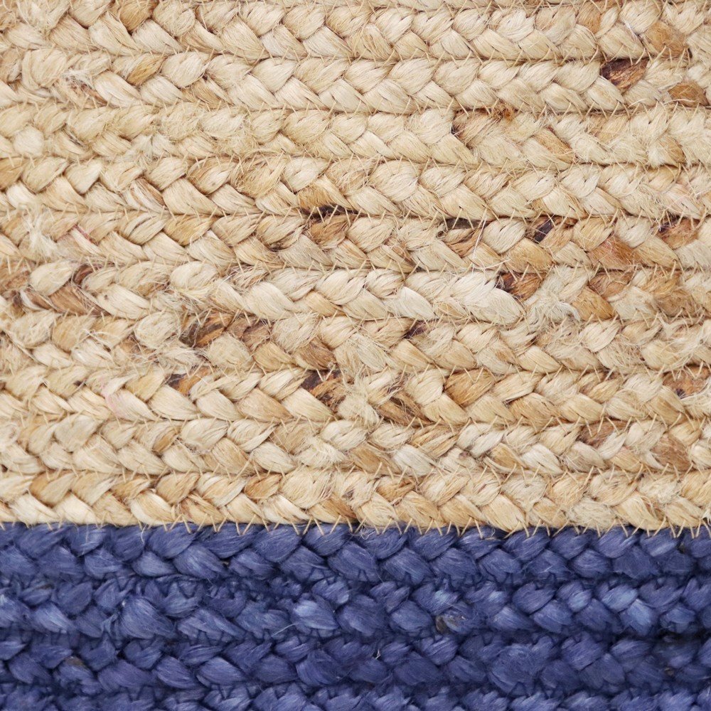 Baskets Jute Indoor Basket in Tan/Blue, 17" x 17" x 17"