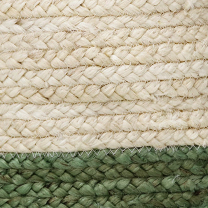 Baskets Jute Indoor Basket in White/Green, 19" x 19" x 19"