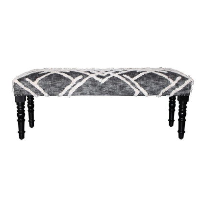 Alexei Accent Bench Painted Black Finish in Black/White, 47" L x 16" W x 18" H