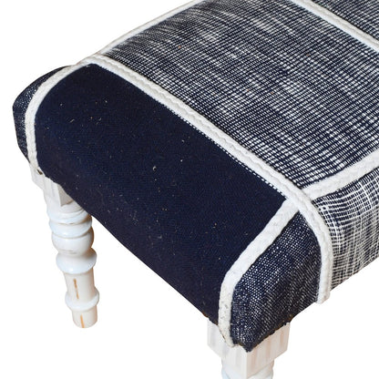 Alexei Accent Bench Painted White Finish in Blue/White, 47" L x 16" W x 18" H
