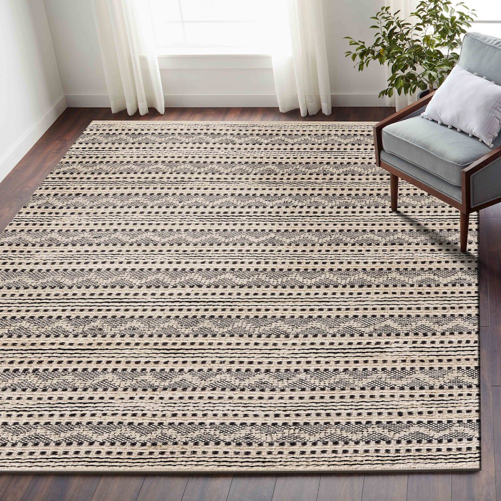 Bleached Naturals Jute Blend Area Rug Indoor in Black/Ivory, 7'9" x 9'9"