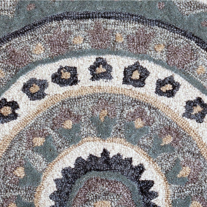 Bella Rose Wool Area Rug Indoor in Gray/Blue, 2'3" x 3'10" Hearth