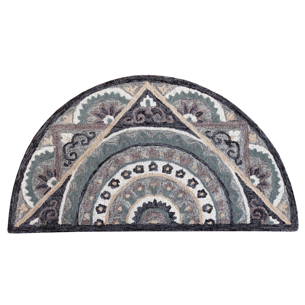 Bella Rose Wool Area Rug Indoor in Gray/Blue, 2'3" x 3'10" Hearth