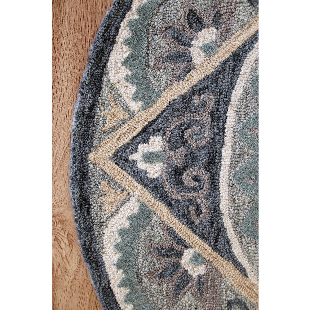 Bella Rose Wool Area Rug Indoor in Gray/Blue, 2'3" x 3'10" Hearth