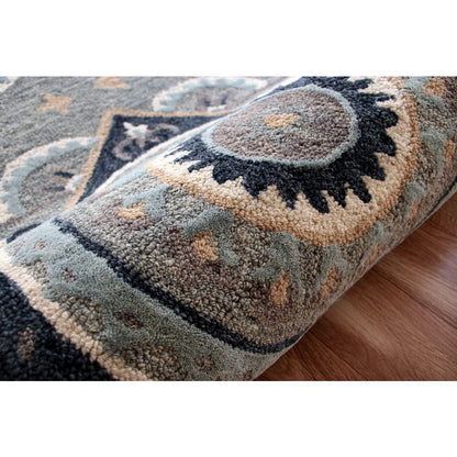Bella Rose Wool Area Rug Indoor in Gray/Blue, 2'3" x 3'10" Hearth
