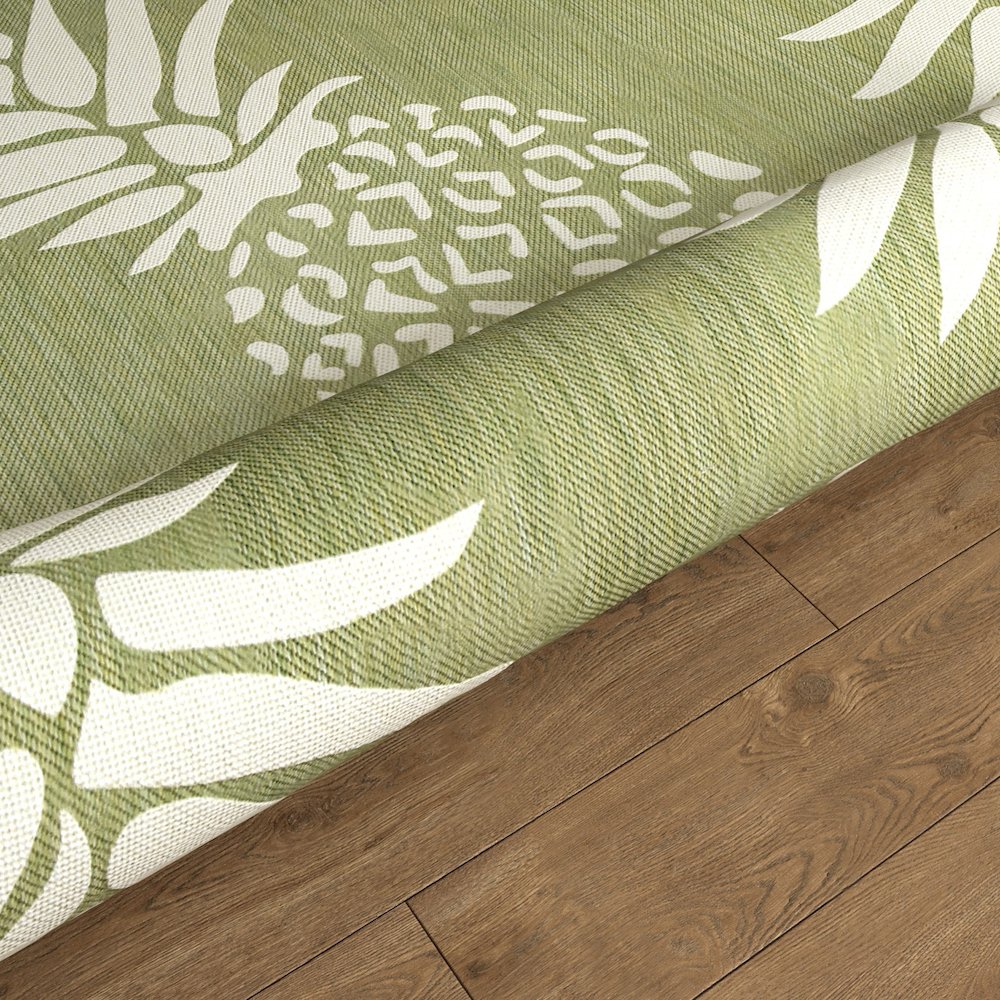Catalina Durable Performance Area Rug Outdoor in Green/Gray, 5'3" Round