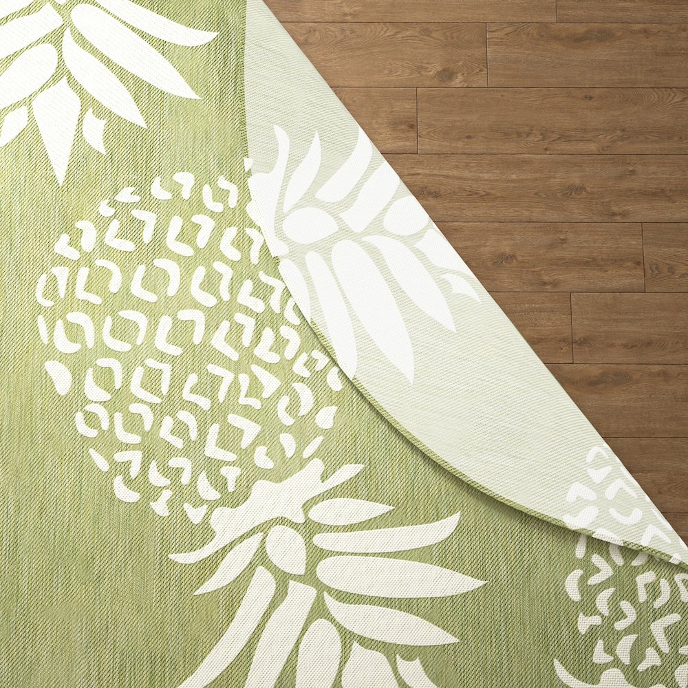 Catalina Durable Performance Area Rug Outdoor in Green/Gray, 5'3" Round