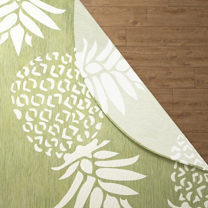 Catalina Durable Performance Area Rug Outdoor in Green/Gray, 5'3" Round