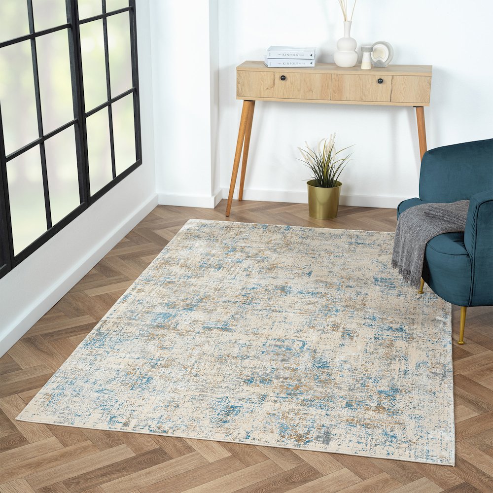 Cheshire Viscose Blend Area Rug Indoor in Blue/Gray, 2' x 3'